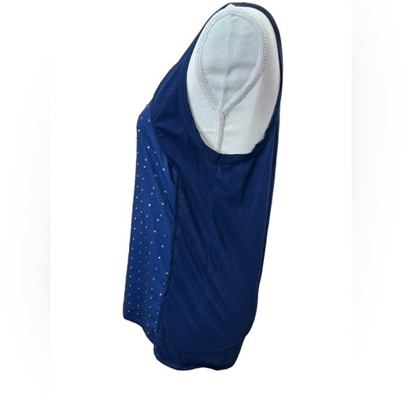 J.Crew Navy Blue Studded Tank Top Cotton Sleeveless Scoop Neck Size M - Picture 4 of 6